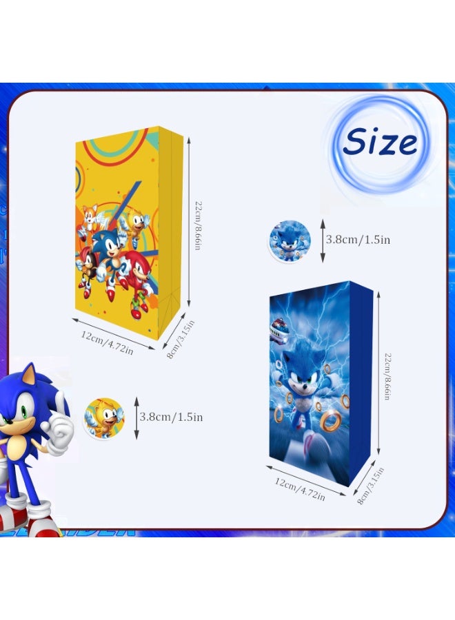 ILovhaprty 30pcs Sonic Party Favor Bags with Stickers – 12 Speed Double-Sided Designd Candy Bags + 18 Sonic Round Stickers, Loot Bags for Sonic Birthday Party Supplies, Goodie Bags Gaming Gift Bags for Kids - Image 3